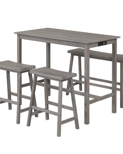 Giantex 4-Piece Counter Height Dining Table Set with Power Outlet