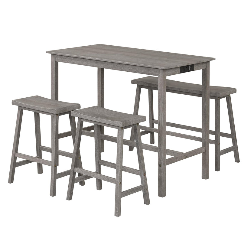 Ensemble de table à manger Giantex 4 pièces hauteur comptoir avec prise électrique