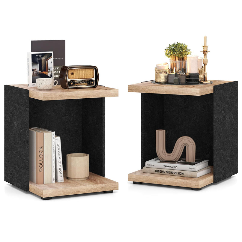 Giantex 2 Tier Sofa Side Table with Open Storage Shelf