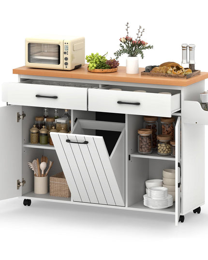 Giantex Kitchen Island w/Trash Bag Storage