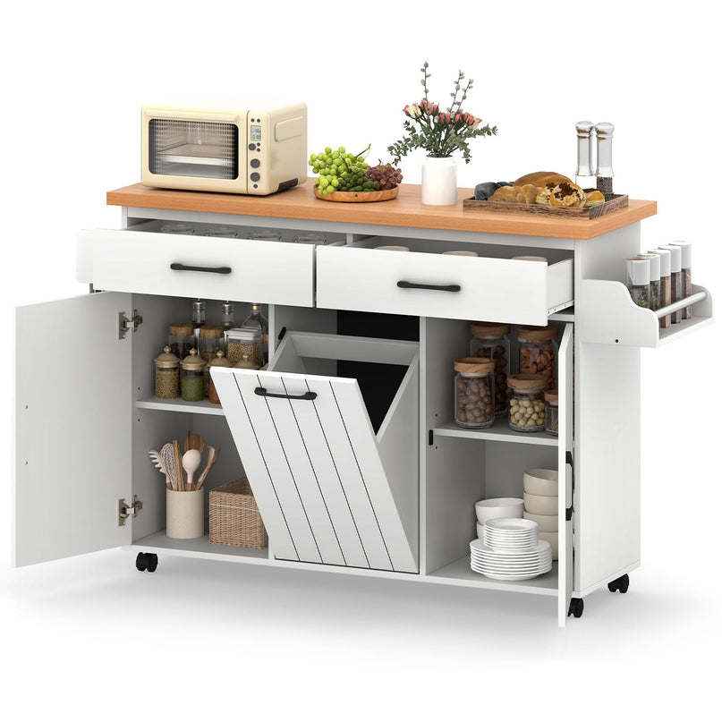 Giantex Kitchen Island w/Trash Bag Storage