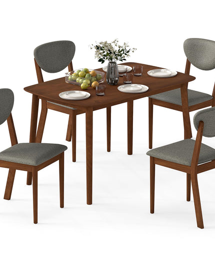 GIANTEX 5-Piece Dining Set for 4 with Rectangular Table & Fabric Chairs for Living Room
