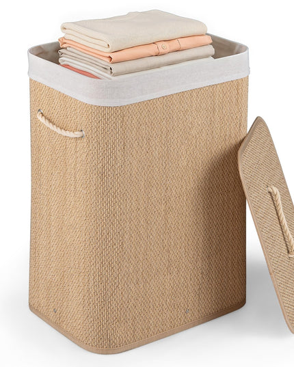 Giantex 19 Gal Bamboo Laundry Hamper with Lid