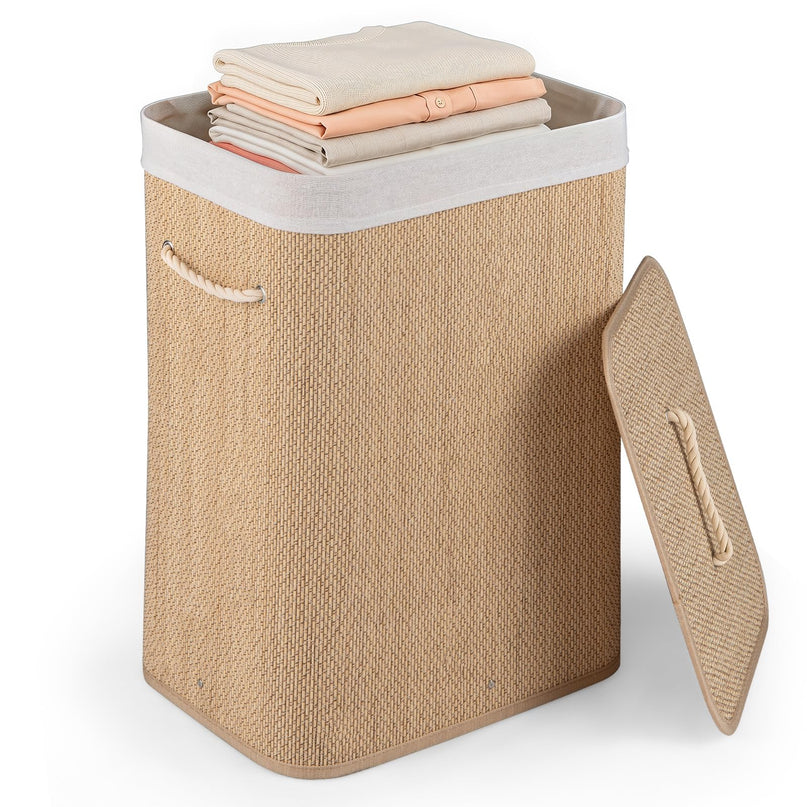 Giantex 19 Gal Bamboo Laundry Hamper with Lid