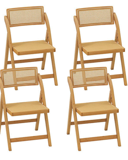 Giantex Rattan Folding Chairs Set with Rotatable Backrests