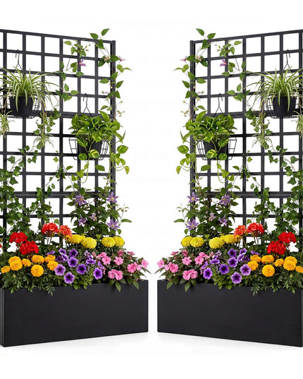 Giantex 36" x 16" x 77" Metal Raised Garden Bed with Trellis