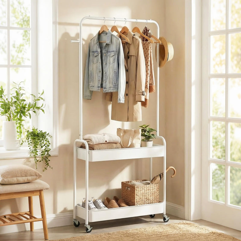 Giantex Metal Garment Rack with Lockable Wheels for Bedroom