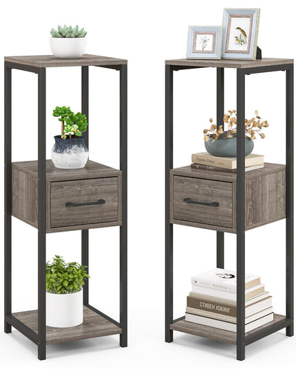 Giantex 3 Tier Tall Plant Stand Indoor, 36 Inch Corner Plant Holder with Drawer & Metal Frame