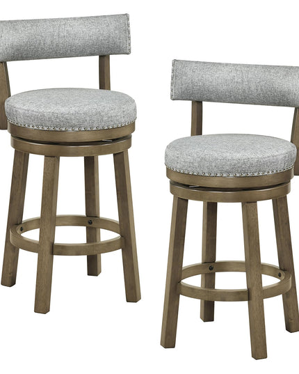 Giantex 27" Counter Height Stool with Linen Fabric Upholstered Seat & Back