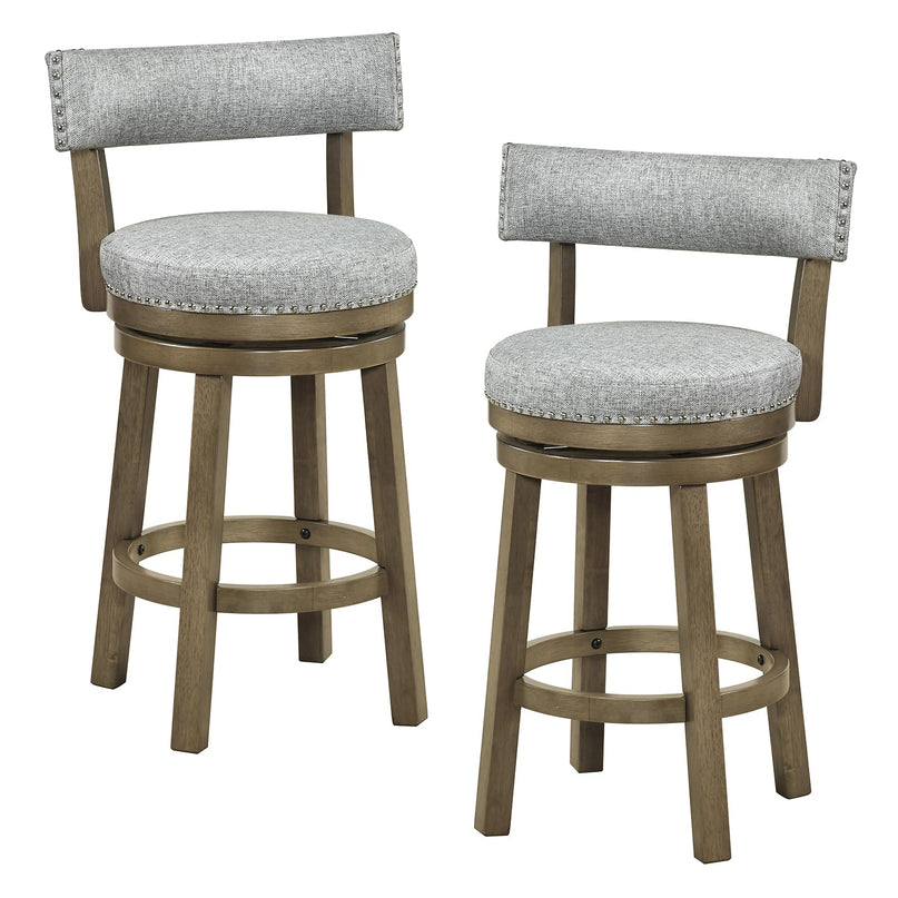 Tabouret de bar Giantex 68,5 cm, hauteur comptoir, avec assise et dossier rembourrés en tissu de lin