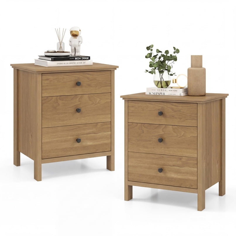 Giantex Nightstand with 3 Drawers for bedroom