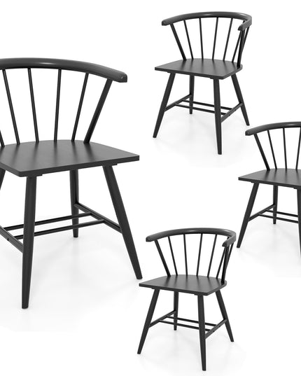 Giantex Windsor Dining Chairs Set of 2/4 w/Solid Rubber Wood Frame