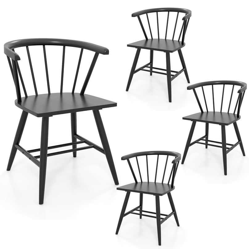 Giantex Windsor Dining Chairs Set of 2/4 w/Solid Rubber Wood Frame