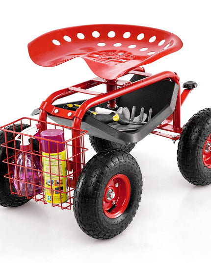 Giantex Mobile Garden Workseat, Lawn Wagon Cart
