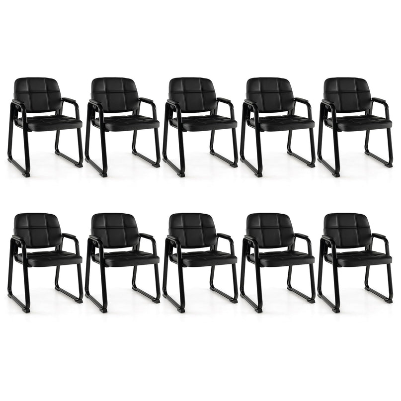 Giantex Waiting Room Chairs, Reception Guest Chair with Padded Armrests, Metal Frame & Sled Base