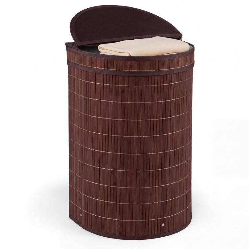 Giantex Bamboo Laundry Hamper with Zippered Lid