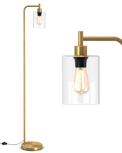 Giantex Industrial Floor Lamp, 66" Tall Pole Lamp with Clear Glass Lampshade