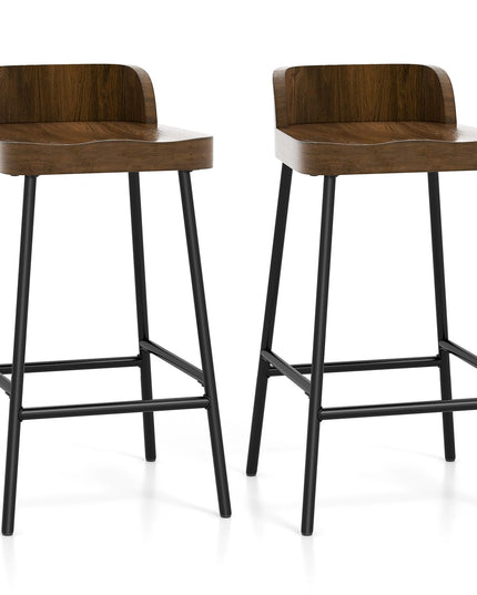 Giantex 24.5'' Bar Stool, Counter Height Bar Stools with Low Back & Footrest