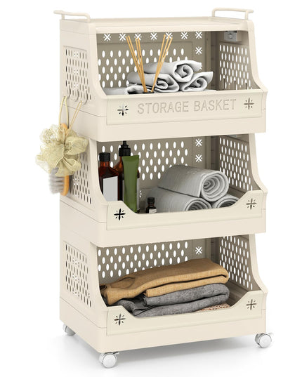 Giantex 3/4/5 Tier Rolling Laundry Cart with Wheels for Laundry Room