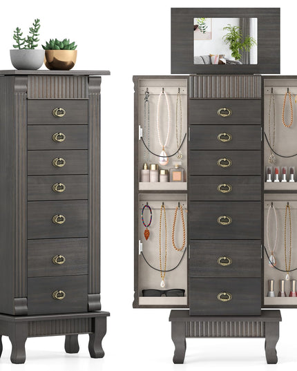 Giantex Standing Jewelry Cabinet with 7 Drawers