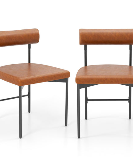 Giantex Dining Chairs, Faux Leather Upholstered Kitchen Side Chair with Padded Backrest and Cushion, Metal Legs