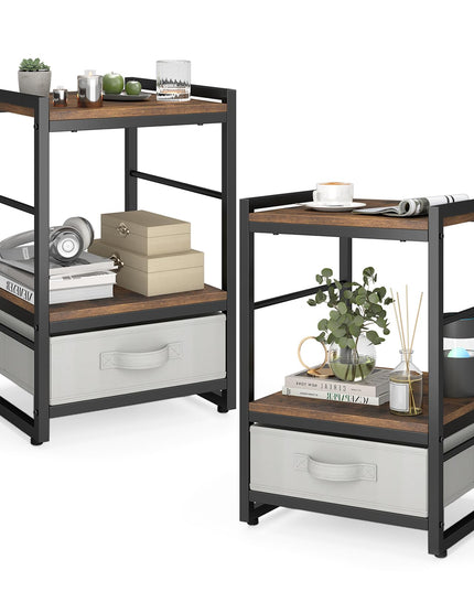 Giantex Industrial Nightstand with Storage Drawer