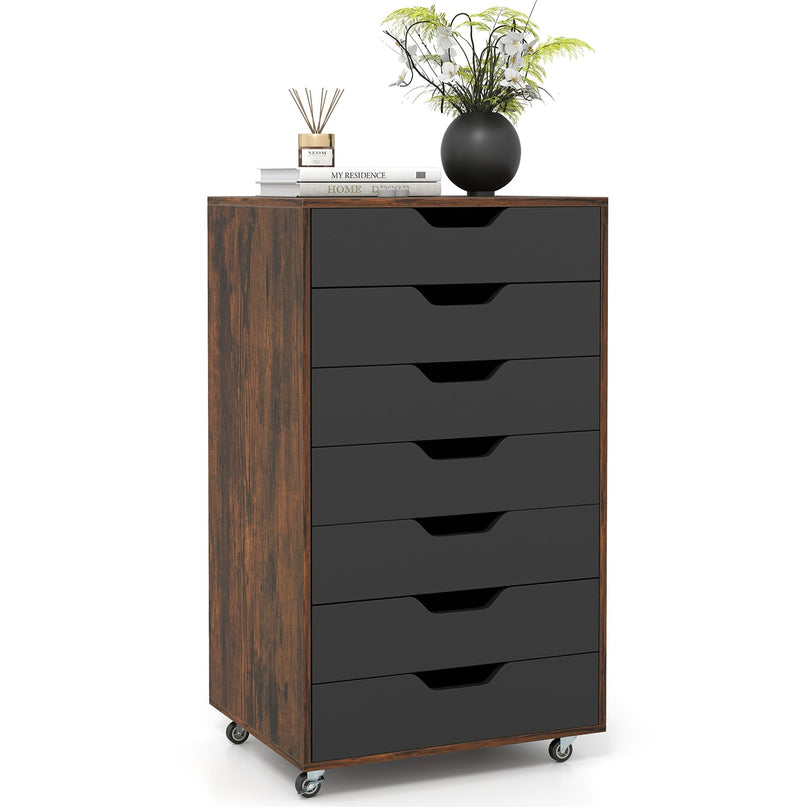 Giantex 7 Drawer Storage Cabinet with 4 Universal Casters