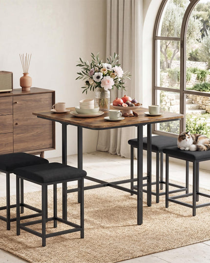 Giantex Dining Table Set for 4 with Upholstered Stools