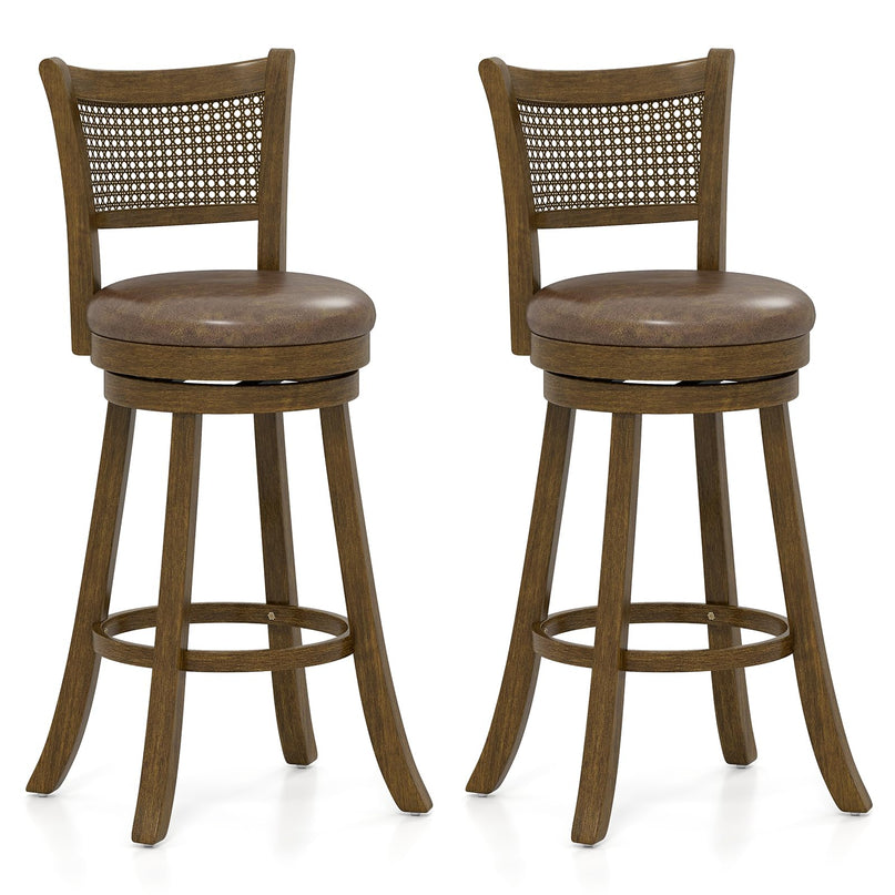 Giantex 25"/30" Swivel Bar Stools Set of 2/4 with PE Rattan Backrest