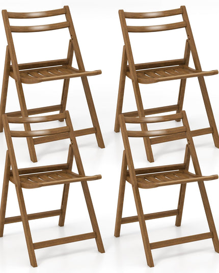 Giantex Wooden Folding Chairs Set, Dining Chairs with Wide Curved Seat