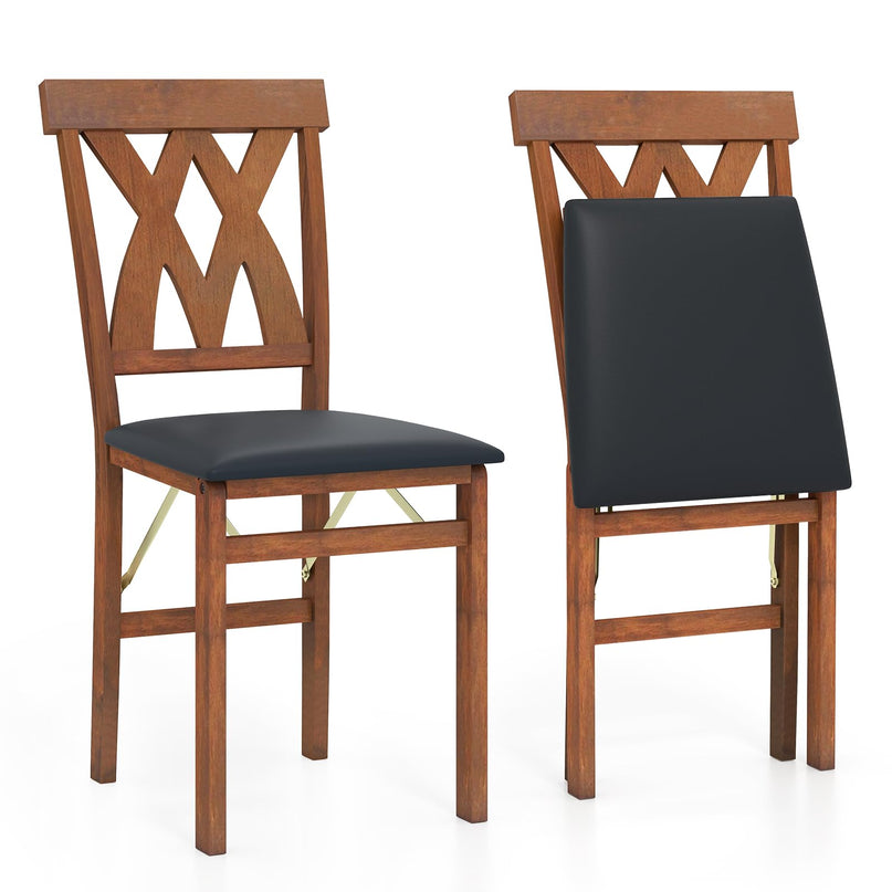 Giantex Folding Dining Chairs Set with PVC Leather for Home Small Space