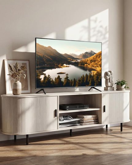 Giantex Fluted TV Stand for 80" TVs for Living Room