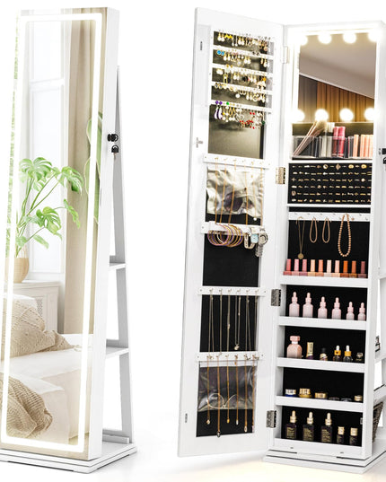 360° Rotating Jewelry Cabinet with Storage for Earrings