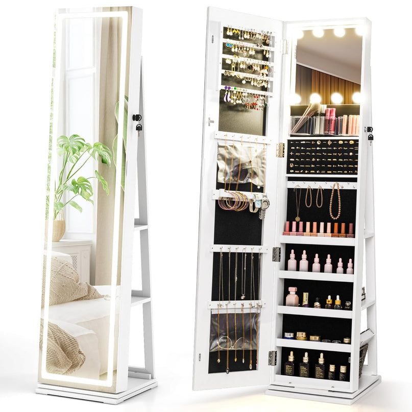 360° Rotating Jewelry Cabinet with Storage for Earrings