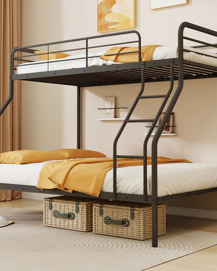 Giantex Metal Bunk Beds Twin Over Full Size, Heavy Duty Bunk Bed for Teens Adults with Ladder & Guardrails