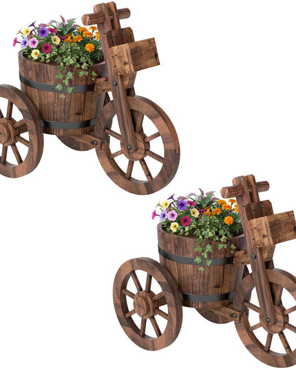 Giantex Support de plantes rustique en bois avec trou de drainage pour fleurs, herbes, légumes