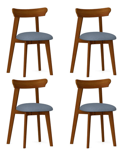 Giantex Wooden Dining Chairs Set, Mid-Century Kitchen Chairs w/Padded Seat & Curved Backrest