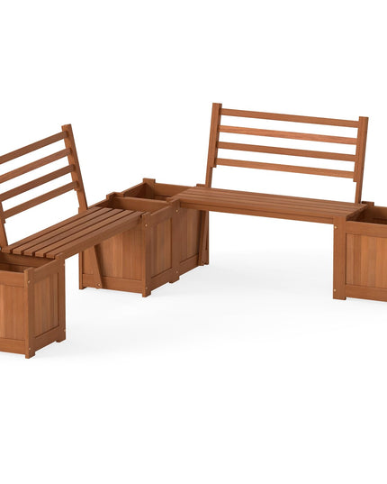Giantex 2 in 1 Outdoor Bench with Backrest & 2 Raised Garden Beds