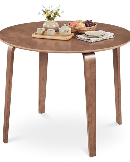 Giantex 37.5" Round Dining Table with Solid Rubber Wood Legs for 4
