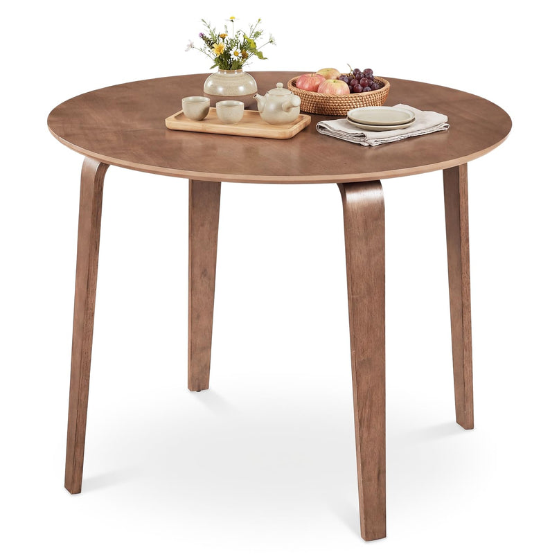 Table à manger ronde Giantex 37,5 po avec pieds en bois d'hévéa massif pour 4 personnes