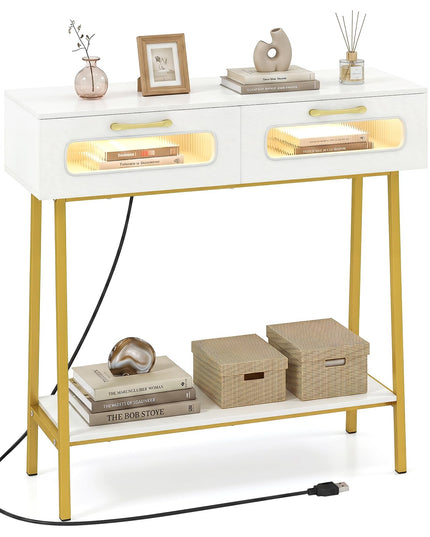 Giantex Console Table with LED Lights for Living Room Hallway Entrance