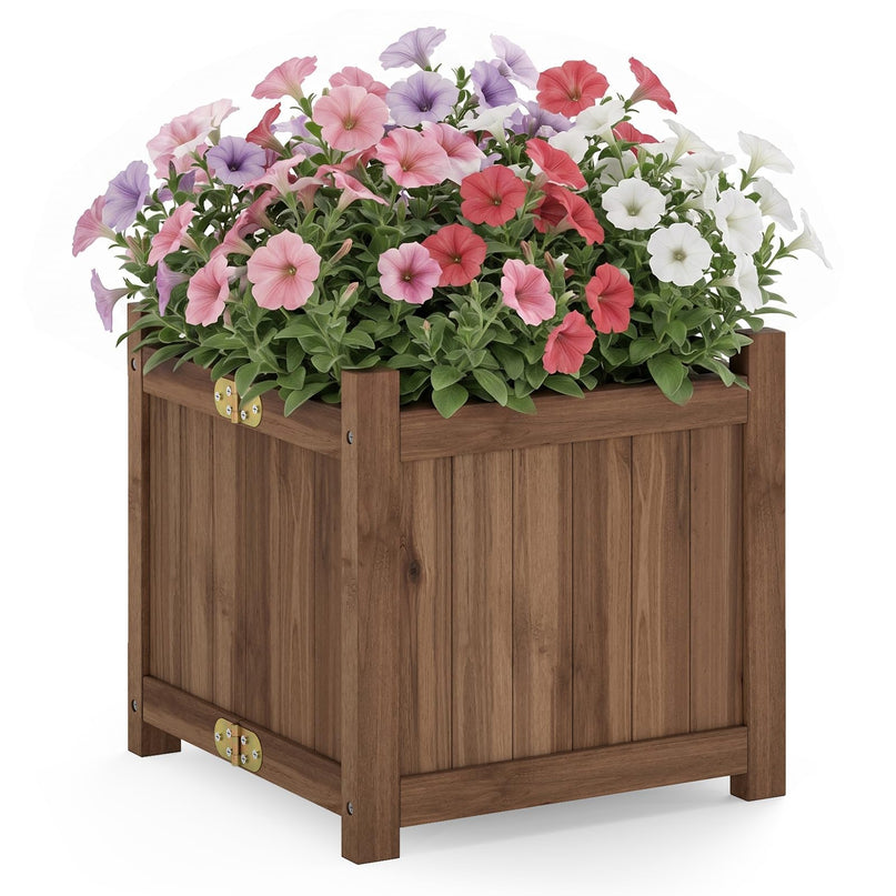 GIANTEX 15" Folding Wooden Planter Box with Removable Bottom