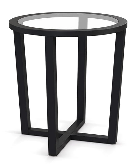 Giantex Glass Round End Table, Sofa Side Table with Transparent Tempered Glass Top