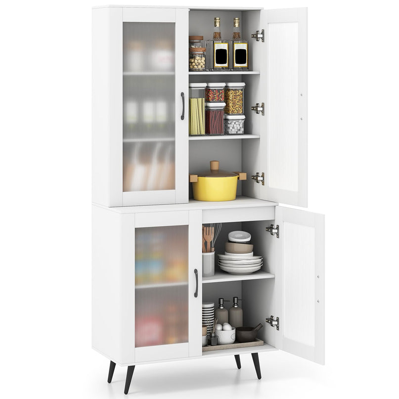 Giantex Kitchen Pantry Cabine with 4 Transparent Doors