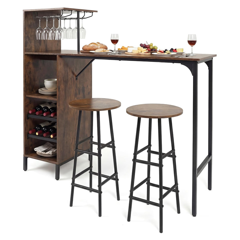 Ensemble table de bar et 2 tabourets Giantex pour la maison