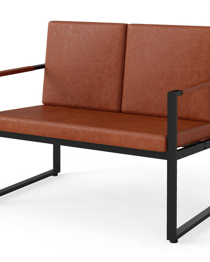 Giantex 2-Seater Sofa with Solid Metal Frame & Removable Back Cushions