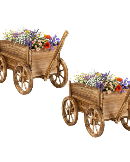 Giantex Support de pot de fleurs roulant rustique avec roulettes pour terrasse, balcon, jardin