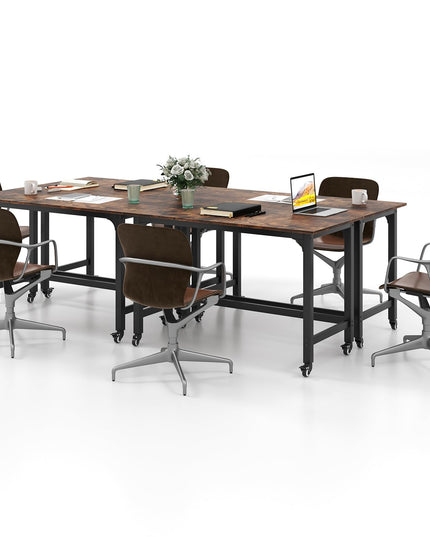 Giantex Conference Table, 48" Rectangular Mobile Meeting Room Desk with Removable Storage Bag & 2 Hanging Hooks