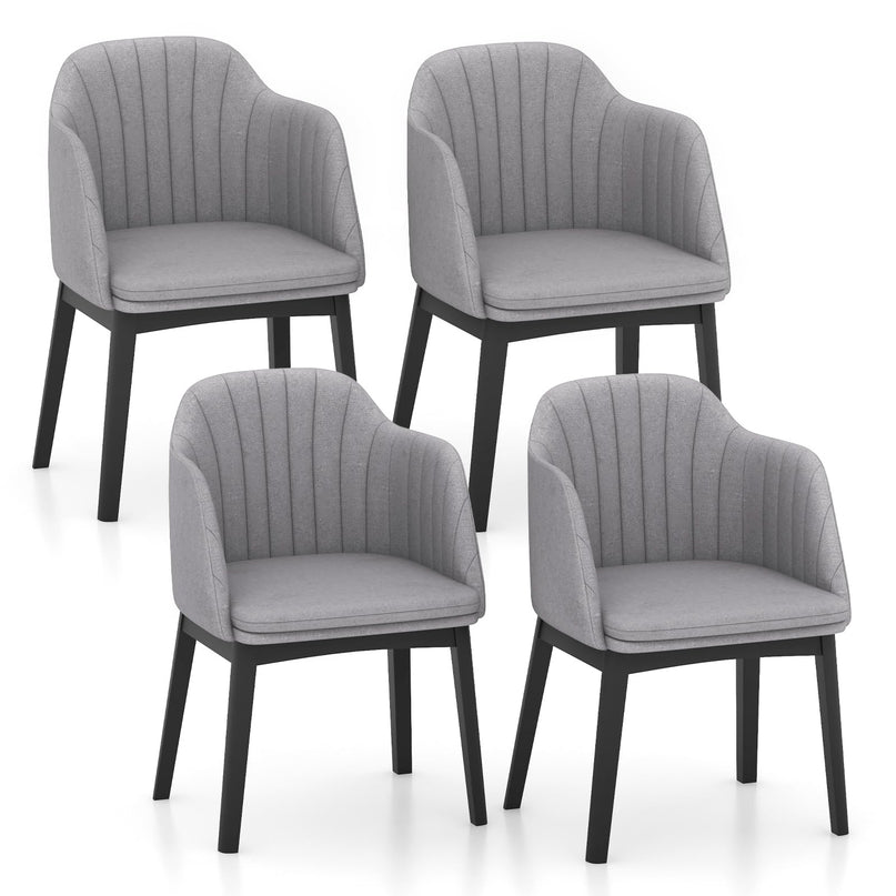 Giantex Modern Dining Chairs, Upholstered Velvet Accent Chairs w/Curved Backrests & Rubber Wood Legs
