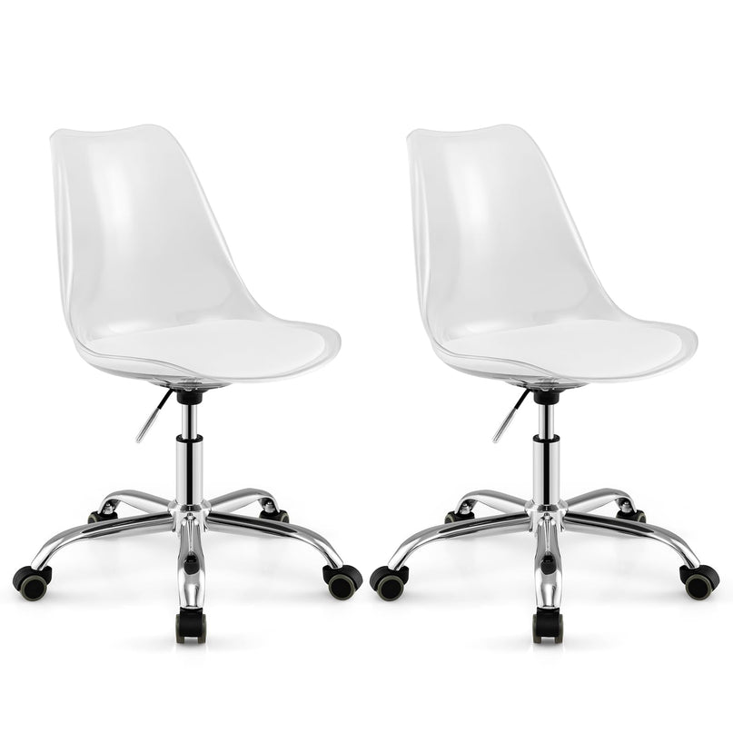 Giantex Acrylic Clear Desk Chair with PU Leather Cushion
